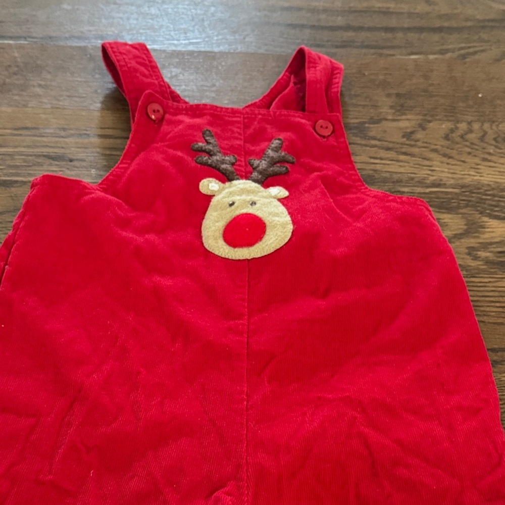 Baby Luigi Red Corduroy Reindeer Overalls - Picture 6 of 9